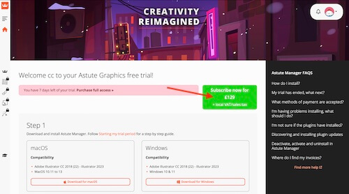 Astute Graphics service select