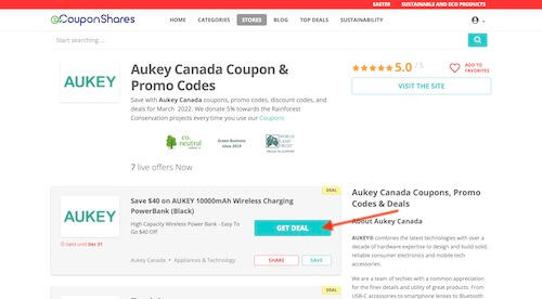 Aukey Canada coupon