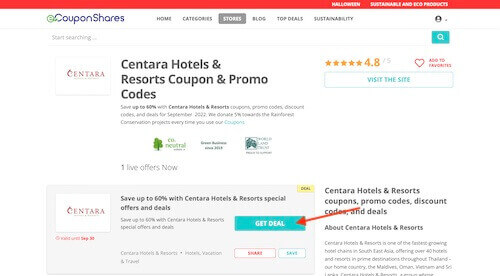 Centara Hotels & Resorts discount code