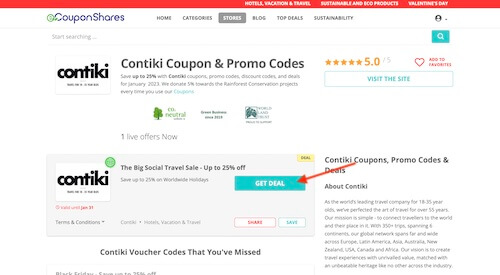 Contiki discount code