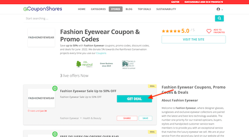 Fashion Eyewear discount code
