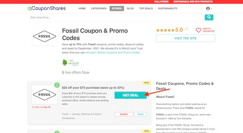 Fossil coupon