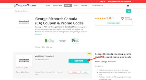 George Richards Canada coupon