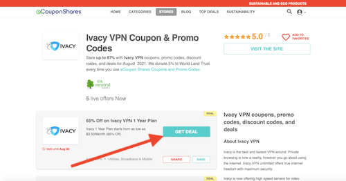 Get Ivacy VPN coupon