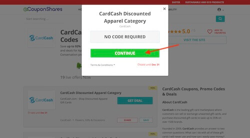 Go to the CardCash website