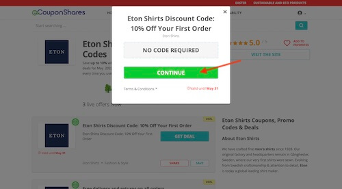 Go to the Eton Shirts website