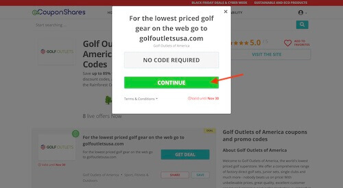 Go to the Golf Outlets of America website