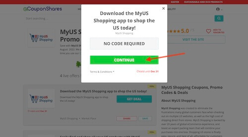 Go to the MyUS Shopping website