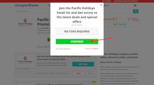 Go to the Pacific Holidays website