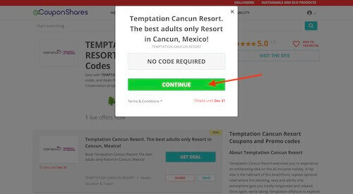 Go to the TEMPTATION CANCUN RESORT website