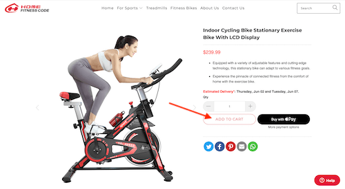 Home Fitness Code shopping cart