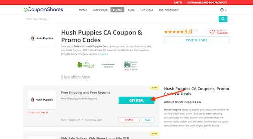 Hush Puppies CA coupon