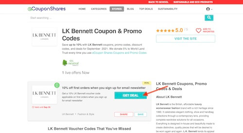 LK Bennett coupon