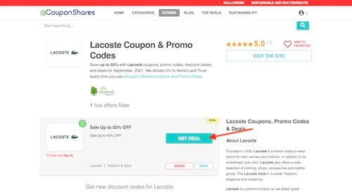 Lacoste coupon