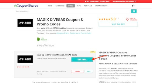 MAGIX & VEGAS promo code