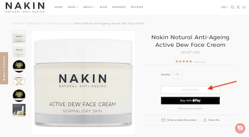 Nakin Skin Care shopping cart