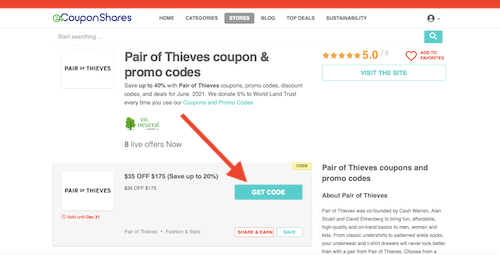 Pair of Thieves coupon