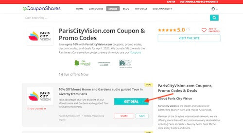 ParisCityVision.com coupon