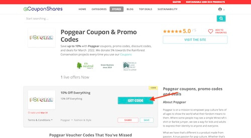 Popgear coupon