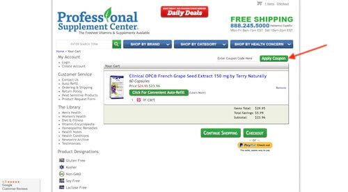 Professional Supplement Center coupon discount