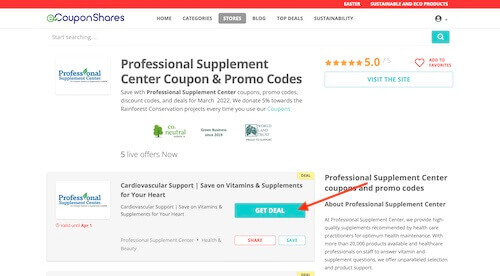 Professional Supplement Center coupon