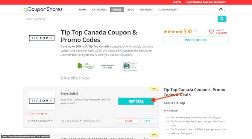 Tip Top Canada coupon