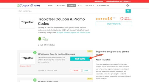 Tropicfeel coupon