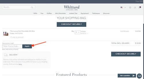 Whittard of Chelsea discount code discount